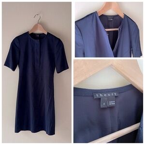 Theory Dress with Zip Neck, Sleeves | Navy